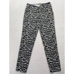 J McLaughlin Dress Pants 6 Black Gold White Geometric Print Party Cocktail